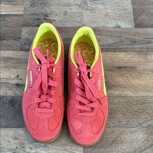 Puma Coral and Lime Sneakers